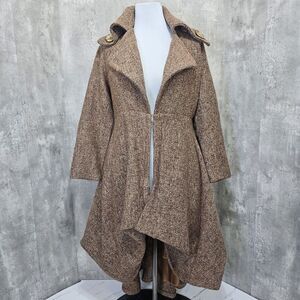 Caribbean Queen Womens L‎ Brown Tweed Wool Coat Coat Pirate Victorian Cosplay